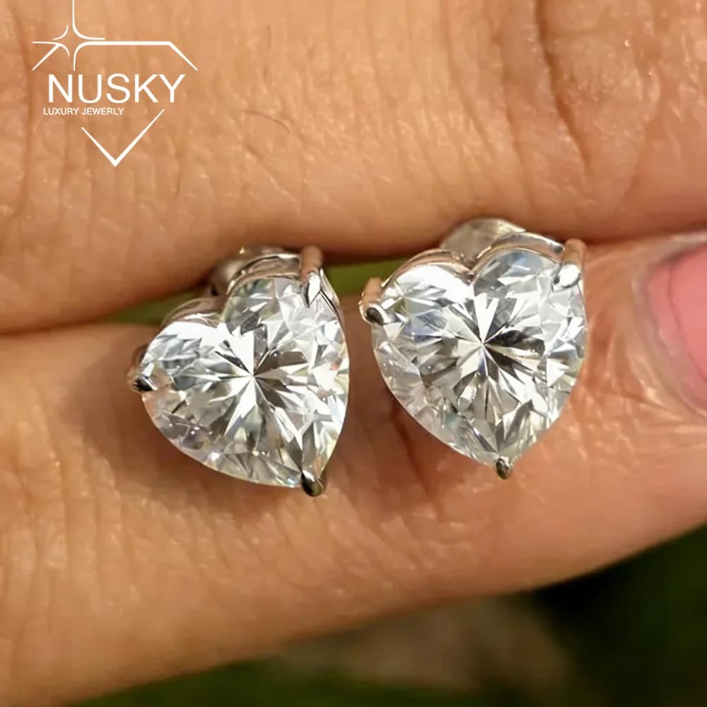 0.5-2CT Heart Cut Moissanite Stud Earring for Women Lab Diamond GRA Certified 925 Sterling Silver Wedding Jewelry Birthday Gift