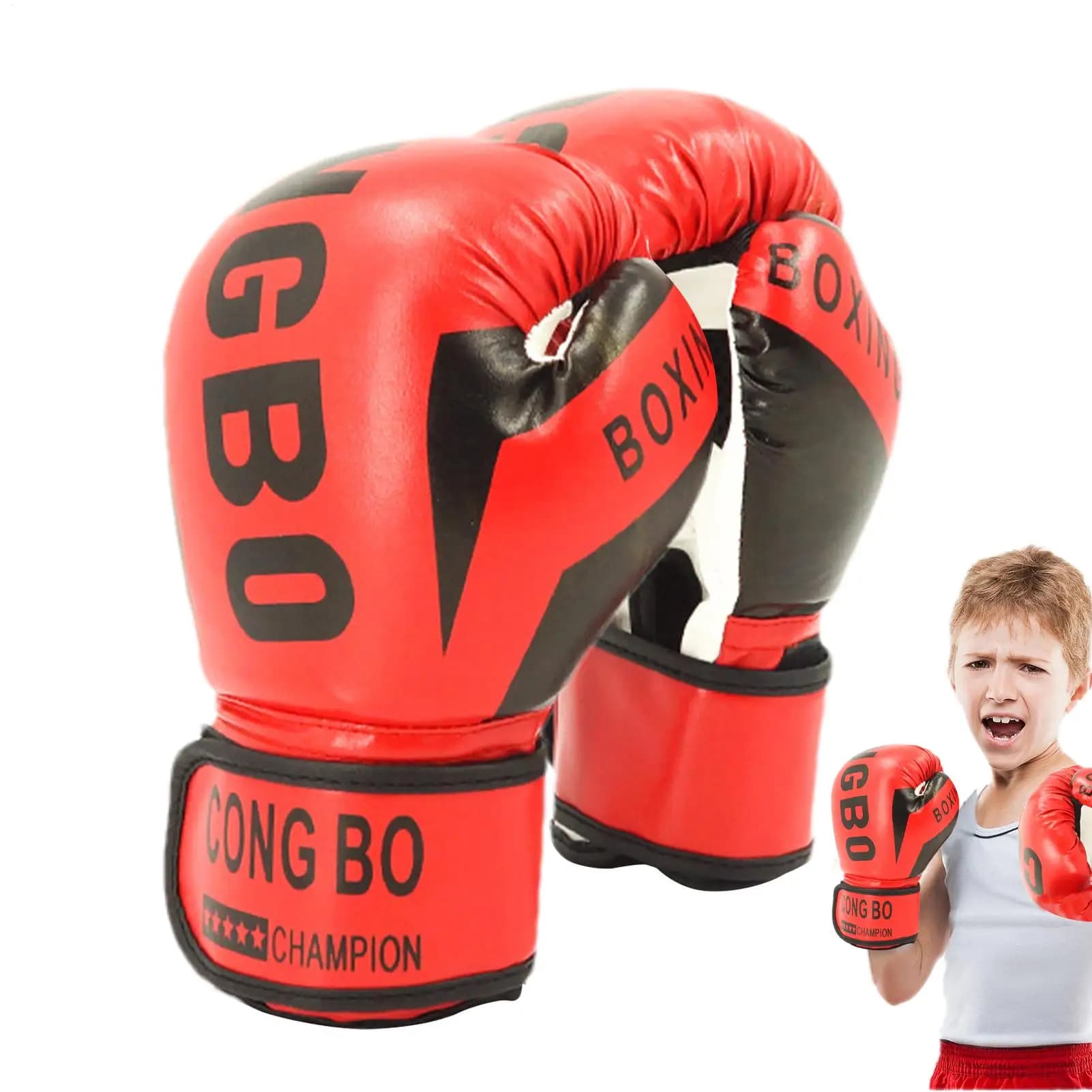 Guantoni da Boxe in Pelle per Bambini, Guanti Protettivi per Allenamento, Esercizio e Combattimento, Regali Divertenti