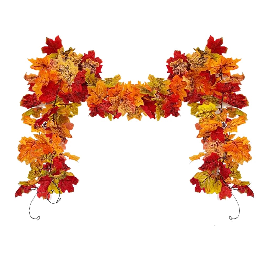 Ghirlanda di foglie d'acero artificiali da 2 m Foglie autunnali Vite di piante finte per festival autunnali Matrimonio Halloween Decorazioni per la tavola della stanza del Ringraziamento