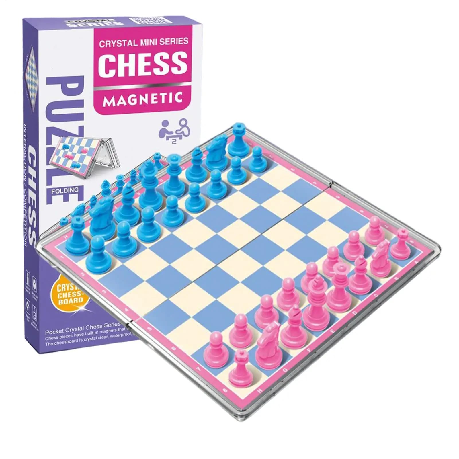 Set di scacchi da viaggio magnetico 5.91 pollici scacchiera in cristallo pieghevole magnetica Puzzle giocattolo pezzi di scacchi giochi interattivi per la famiglia