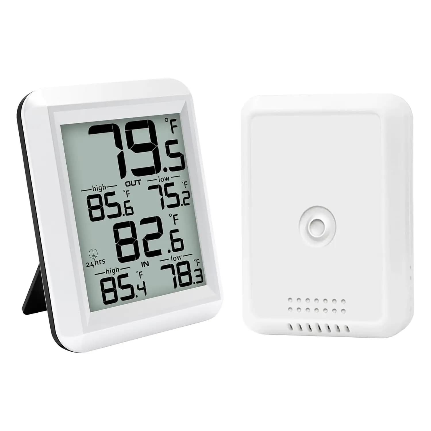 Termometro digitale wireless -40 ℃ ~60 ℃ Supporto da parete/supporto con aggiornamento automatico ad ampio raggio degli anni '60 Schermo LCD di facile lettura per il giardino dell'home office
