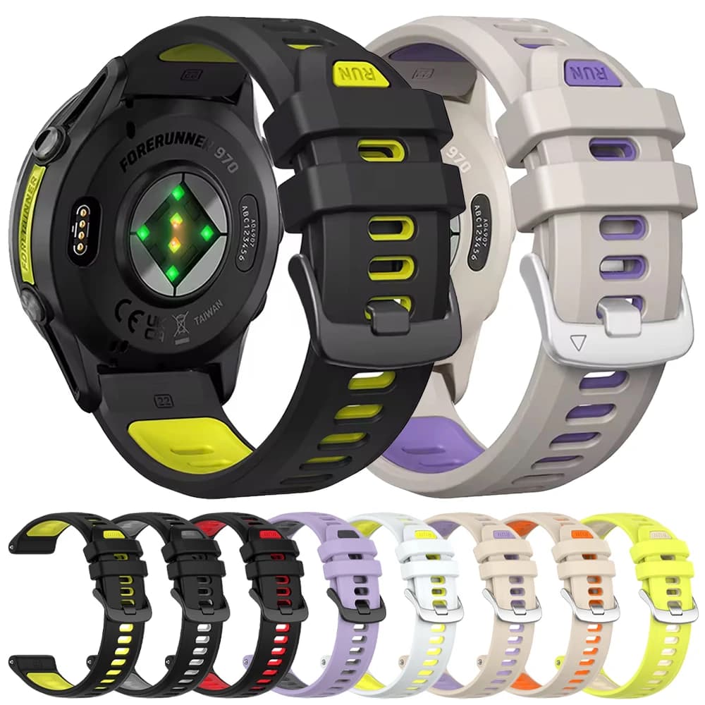 22 mm RUN bracelet for Garmin Forerunner 970 official strap Forerunner 965 955 945 935 745 silicone sports bracelet