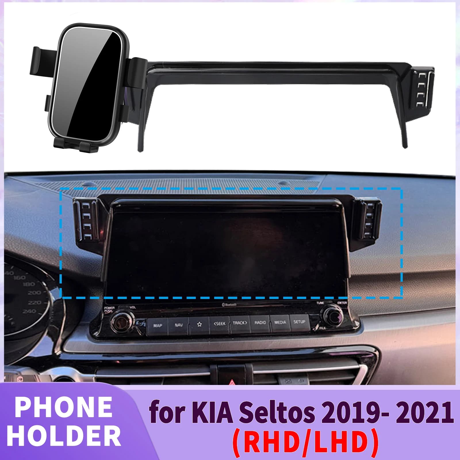 Supporto per telefono da montare sulla base dello schermo per KIA Seltos KX3 RHD/LHD 2019-2021 ​ ​ Clip di Sicurezza per Auto ​ ​ accessori
