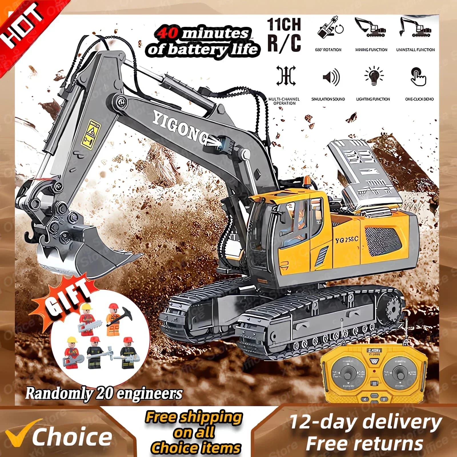 Nuovi bambini 2.4G escavatore telecomandato RC Model Car Toys dumper Bulldozer veicolo di ingegneria regali di compleanno di natale