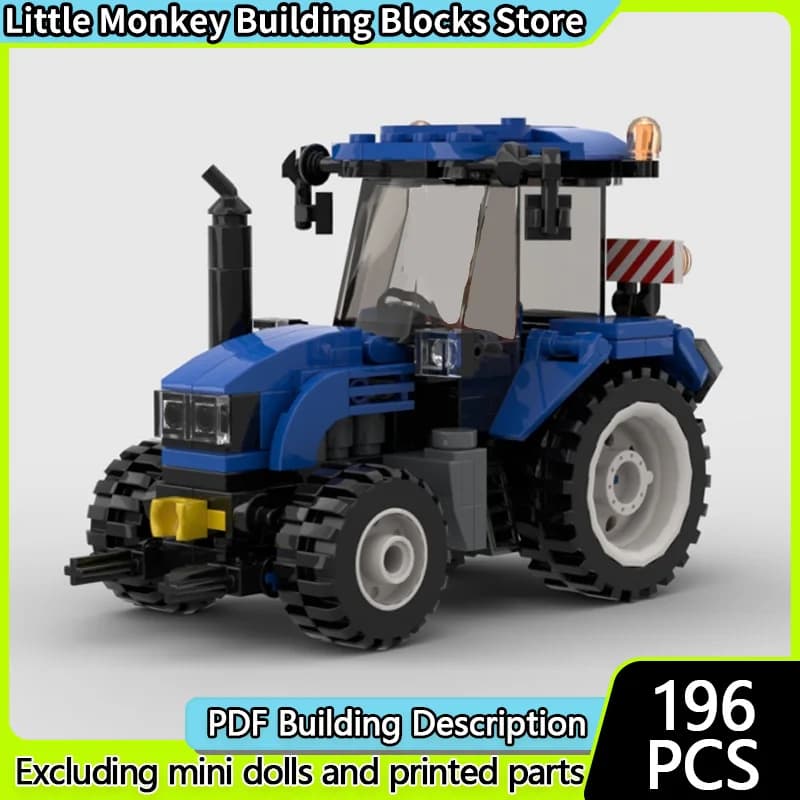 City Car Model MOC Building Bricks Agricultural Small Tractor Modular Technology Children Holiday Gifts Assemble Toys Suit
