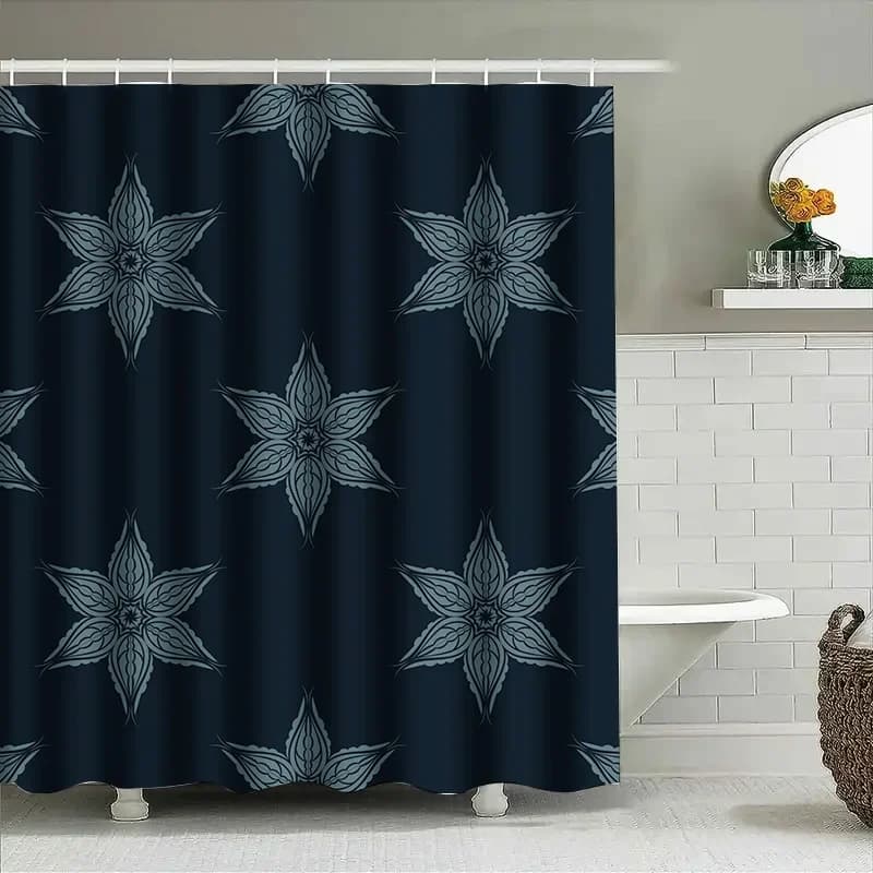 Tenda da doccia impermeabile con motivo a stella di lusso per l'arredamento del bagno Blu navy