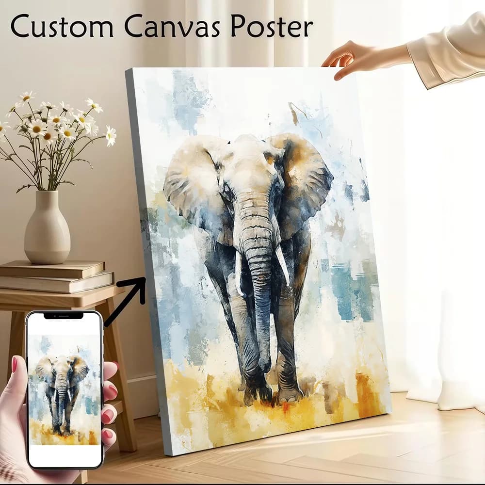 Elephant Painting Canvas Wall Art Poster Custom Wall Paintings Personalized Photo Printing for Home and Decoration Bedroom Room