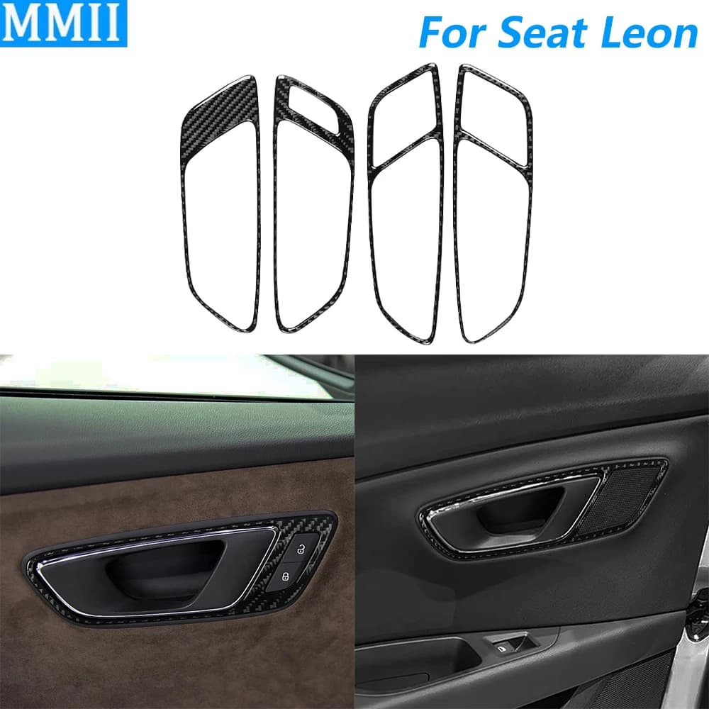 Per Seat Leon MK3 2017-2019 Maniglia della porta in fibra di carbonio Interruttore Telaio Pannello di copertura Trim Accessori auto Decorazione interna Adesivo