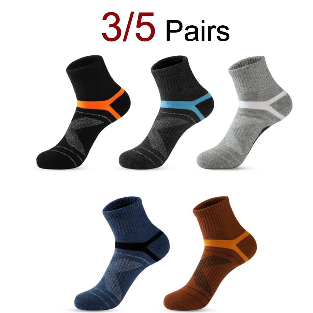 3/5 Pairs Neutral Running Sports Socks, Comfortable, Breathable, Odor Proof, Sweat Absorbing, All Season Basketball Casual Socks