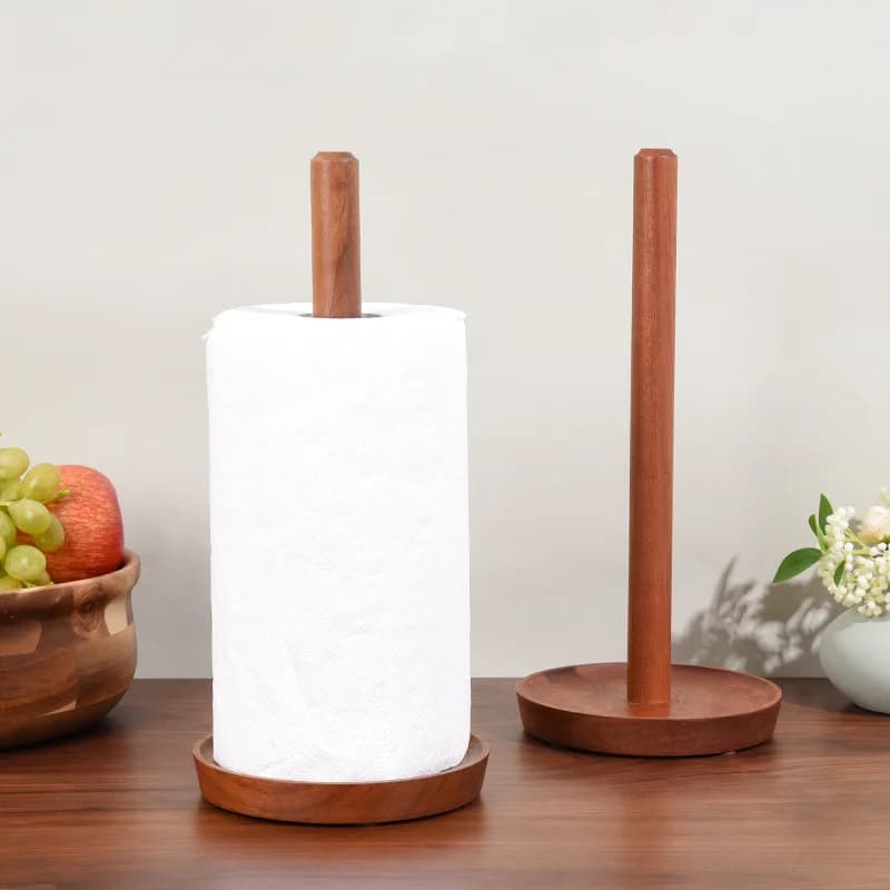 Portarotolo da cucina in legno, senza foratura, porta pellicola trasparente, porta sacchetti per alimenti, porta rotoli verticale salvaspazio