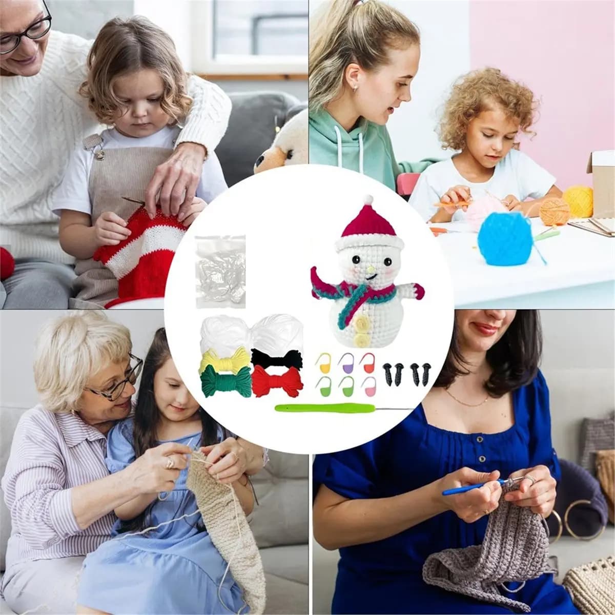 Kit all'uncinetto per adulti Forniture artigianali natalizie con gancio per filato Kit facile all'uncinetto con tutorial video per donne