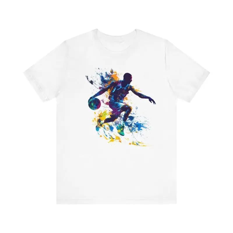 Basketball T-shirt with dripping per person in watercolor style