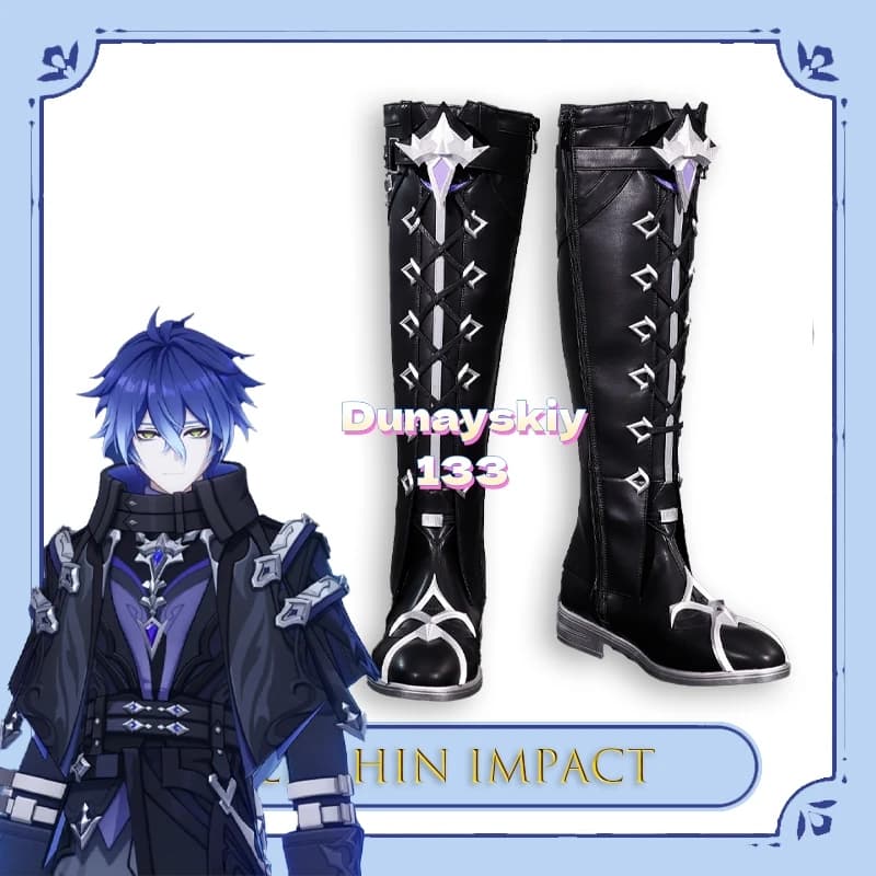 Genshin Impact Flins Stivali Cosplay Scarpe da performance per giochi anime maschili perfette per oggetti di scena per costumi da festa di carnevale di Halloween