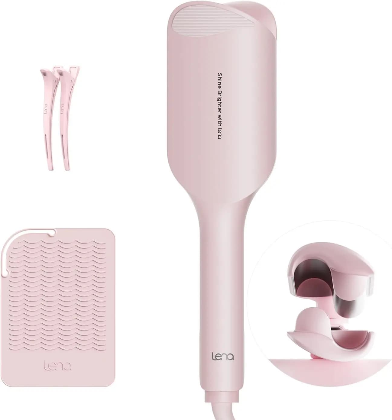 Beach Wave curling iron with double cylinder, adjustable heat and timer, anti-coating protection for long-lasting waves without stress