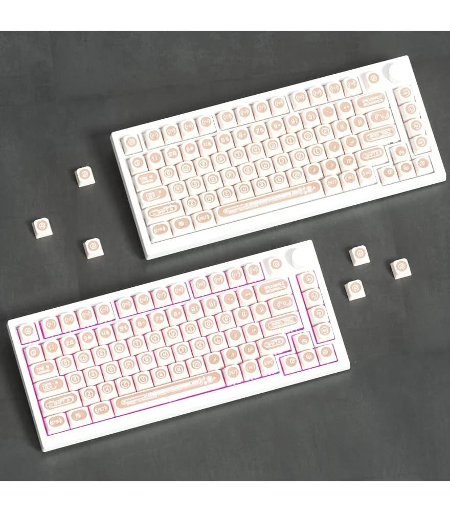 Set completo di 138 keycap in PBT rosa opale, simpatici, universali, altezza originale, per tastiera meccanica, stampa a sublimazione a caldo