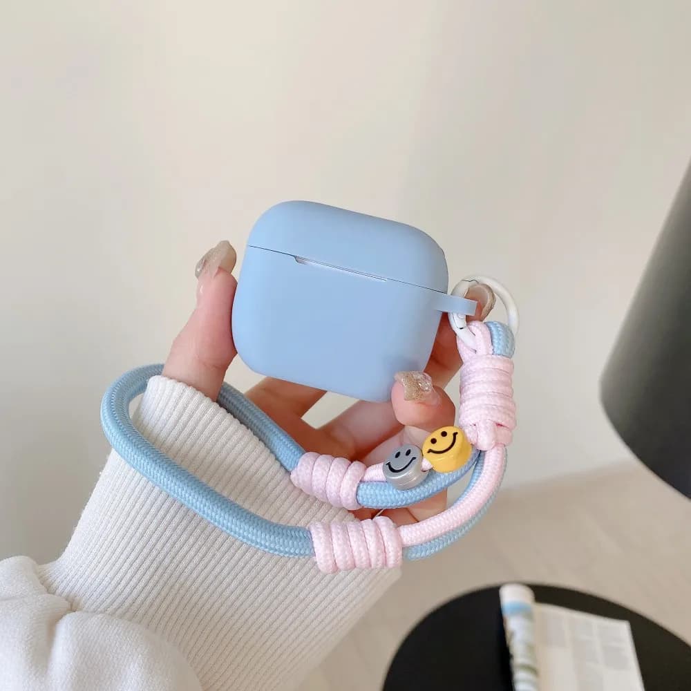 Blue Silicone Rubber for AirPods 4 3 2 1 Pro2 Soft Silicone Case for AirPods Pro 2 2nd 4th Gen Cover with Cord
