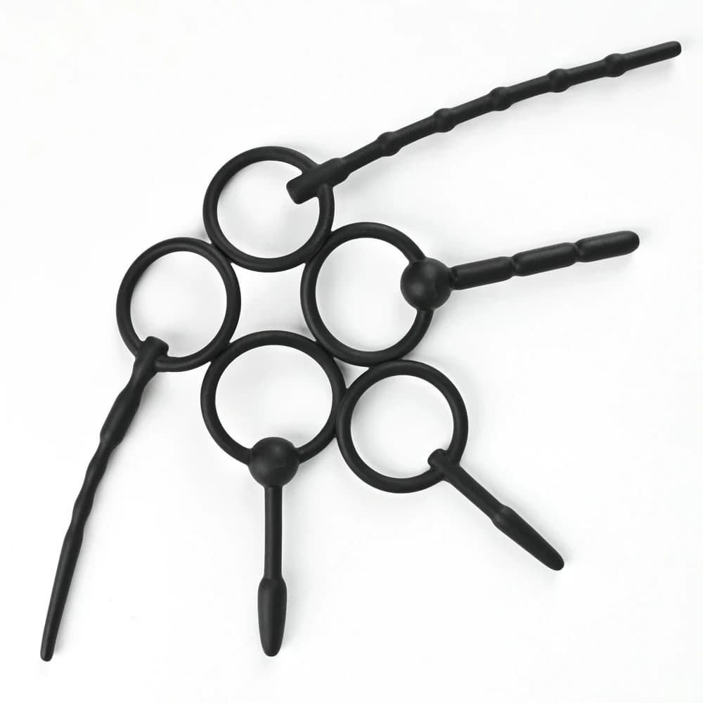 5 Sizes Silicone Vibrating Urethral Sound for Intense Stimulation, Electric Prostate Massager Toy, Soft & Flexible Beaded Design