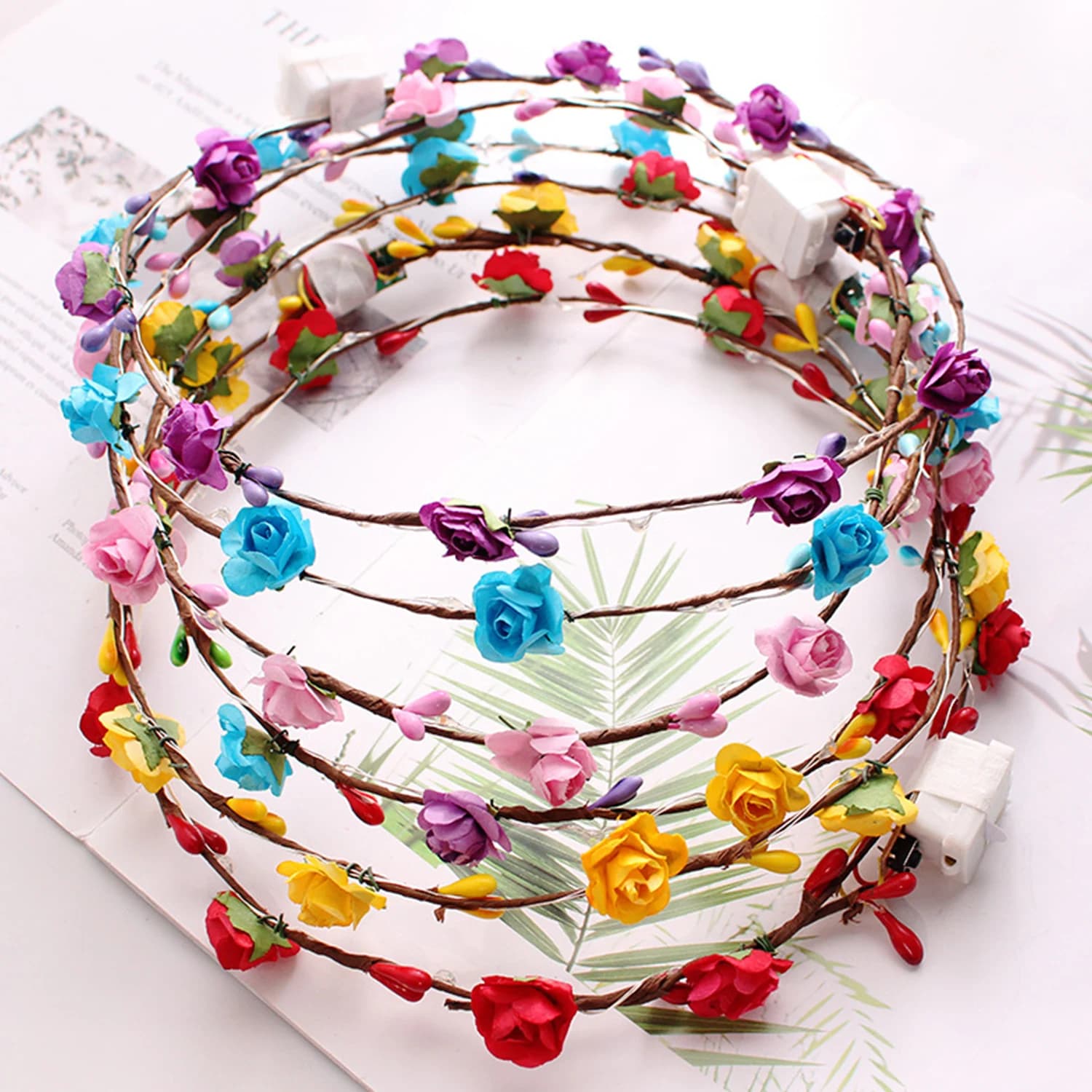 1pc fascia luminosa per ragazza con fiori luminosi a LED ghirlanda per capelli per matrimonio compleanno bagliore festa capelli festival accessori