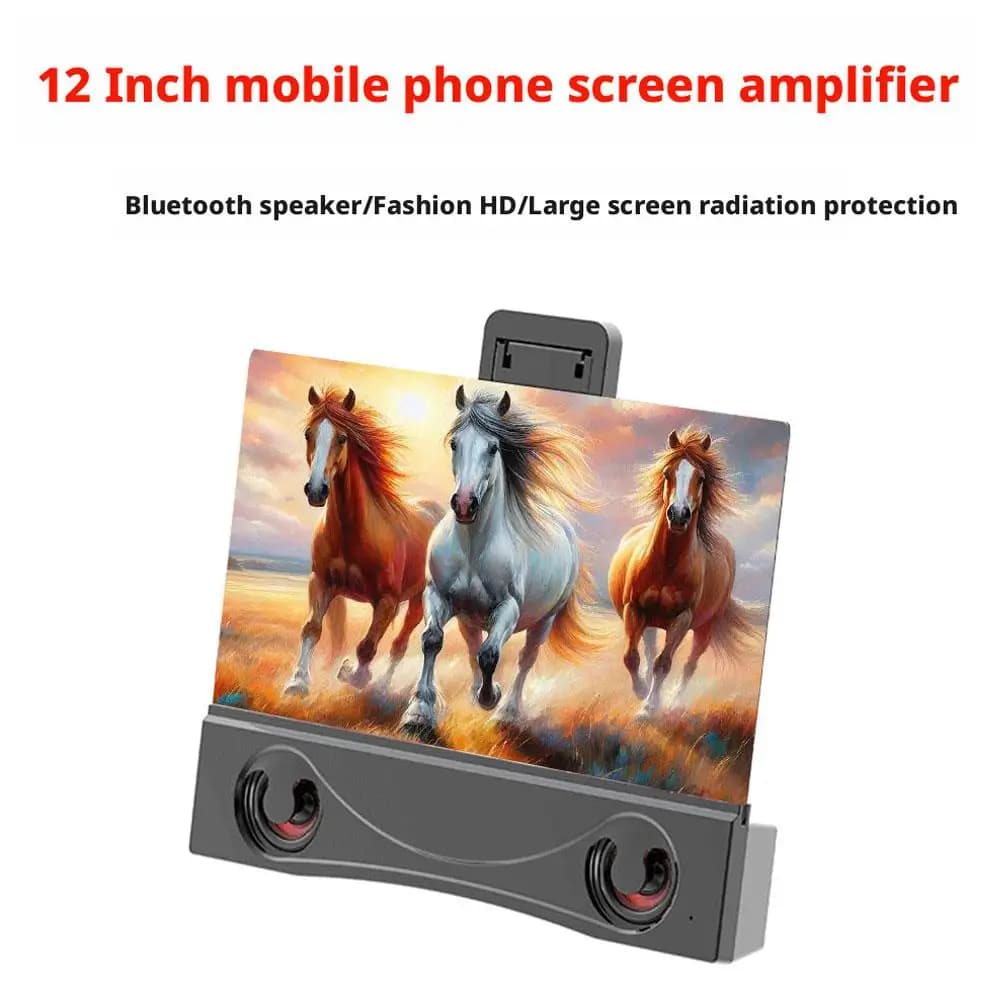 Universal Display Support for Phone Screen with Bluetooth Stereo Speaker and HD Video Amplifier for Android Smartphone and iOS G1D1