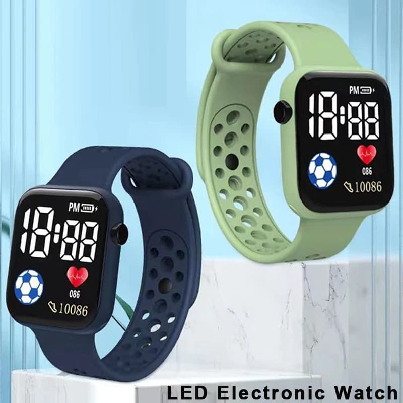 Children's football watches Digital LED sports watch for boys and girls Electronic wristwatch for children with silicone strap