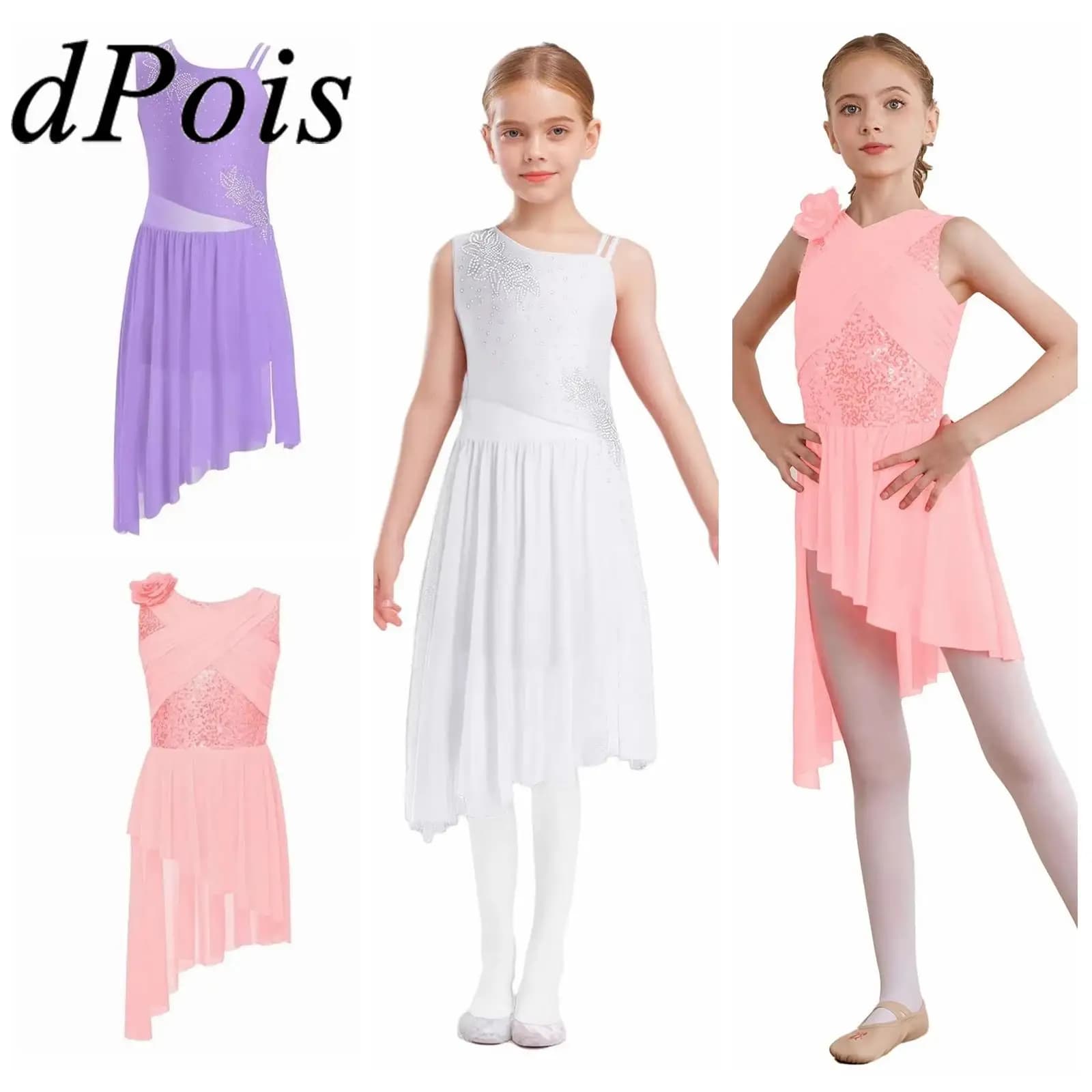 Abito da balletto per bambini Abito da pattinaggio artistico lirico per ragazze Body da ginnastica con strass Abiti da pattinaggio artistico su ghiaccio