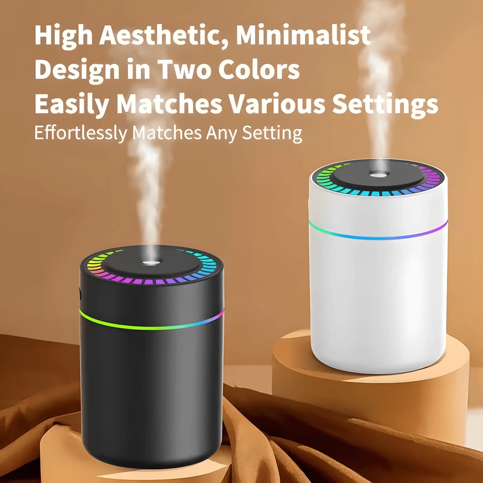 Mini Purificatore d'Aria USB, Umidificatore e Diffusore di Aromi 180ML, Generatore di Nebbia di Oli Essenziali con Luci per Auto, Casa, Camera da Letto