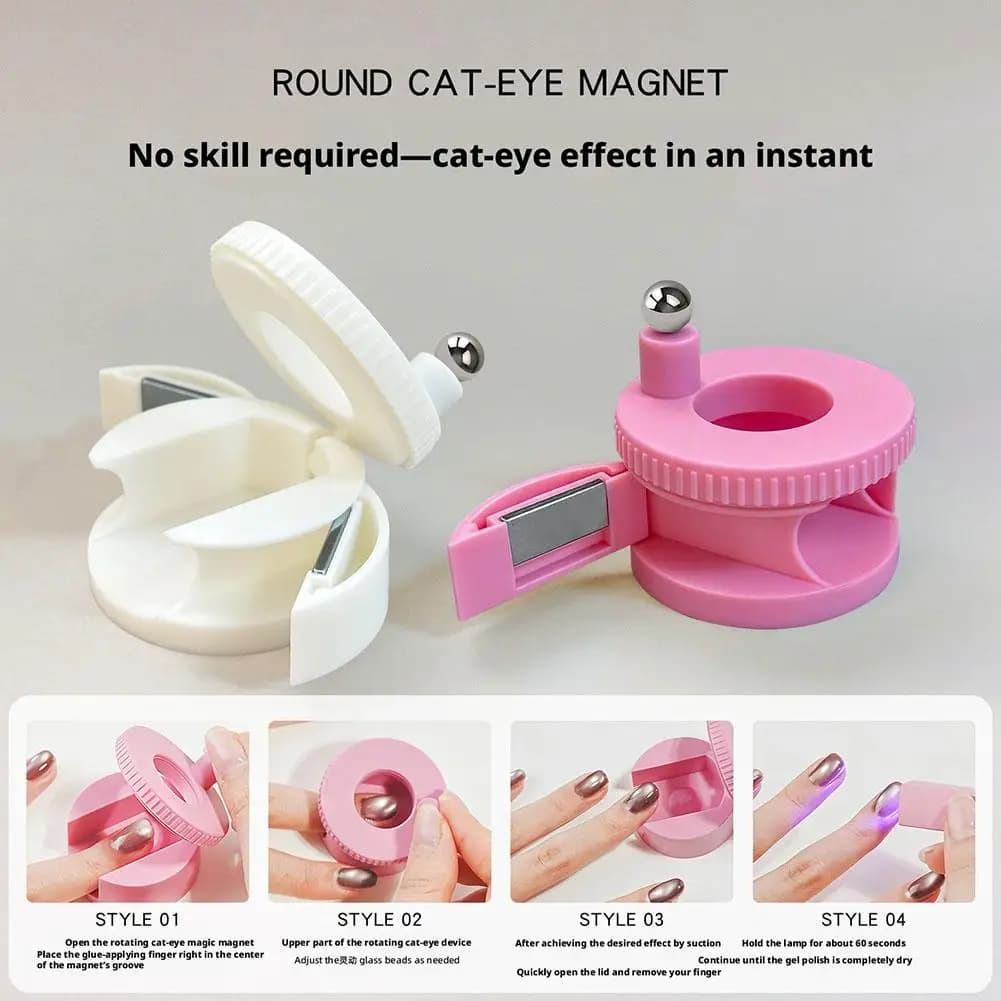 Strumento magnetico rotante per effetto occhio di gatto, magnete potente per manicure alla francese, effetto perline di vetro, smalto gel, strumento per nail art.