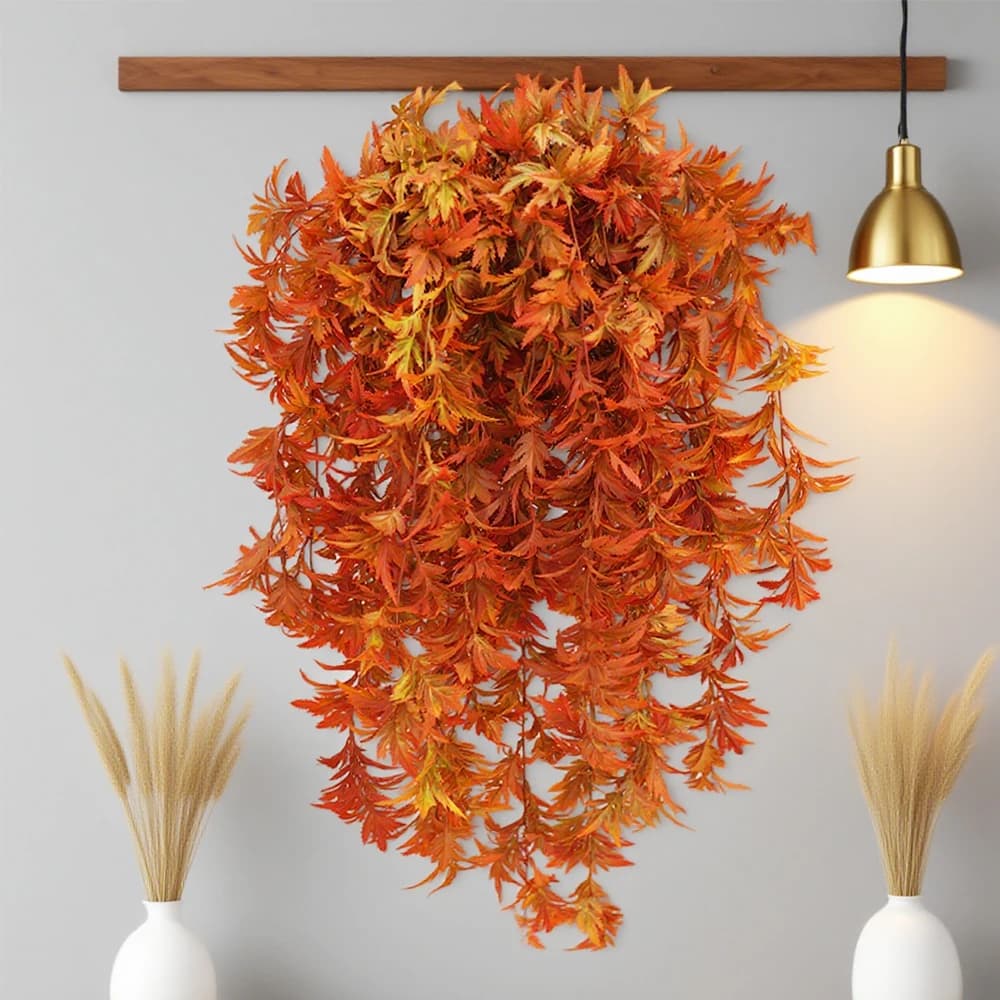 1/2 pieces autumn hanging maple leaves artificial leaves autumn vines fall plants to hang to wall for autumn furniture for interior and exterior