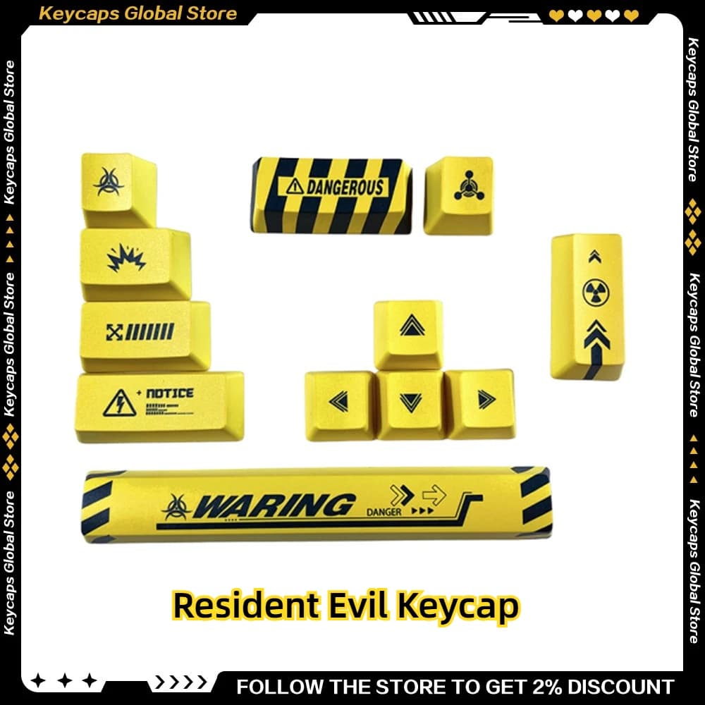 Copritasti Resident Evil a 12 tasti PBT Sublimazione a cinque lati OEM Personalizza tasti con freccia artigianale personalizzati Copritasto supplementare