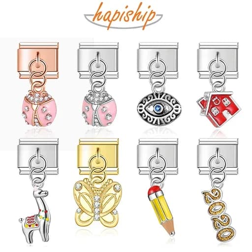 Hapiship 9mm Larghezza Originale Daisy 2020 Casa Api Occhio Farfalla Fascino Italiano Misura Il Braccialetto In Acciaio Inox Creazione di Gioielli DJ224