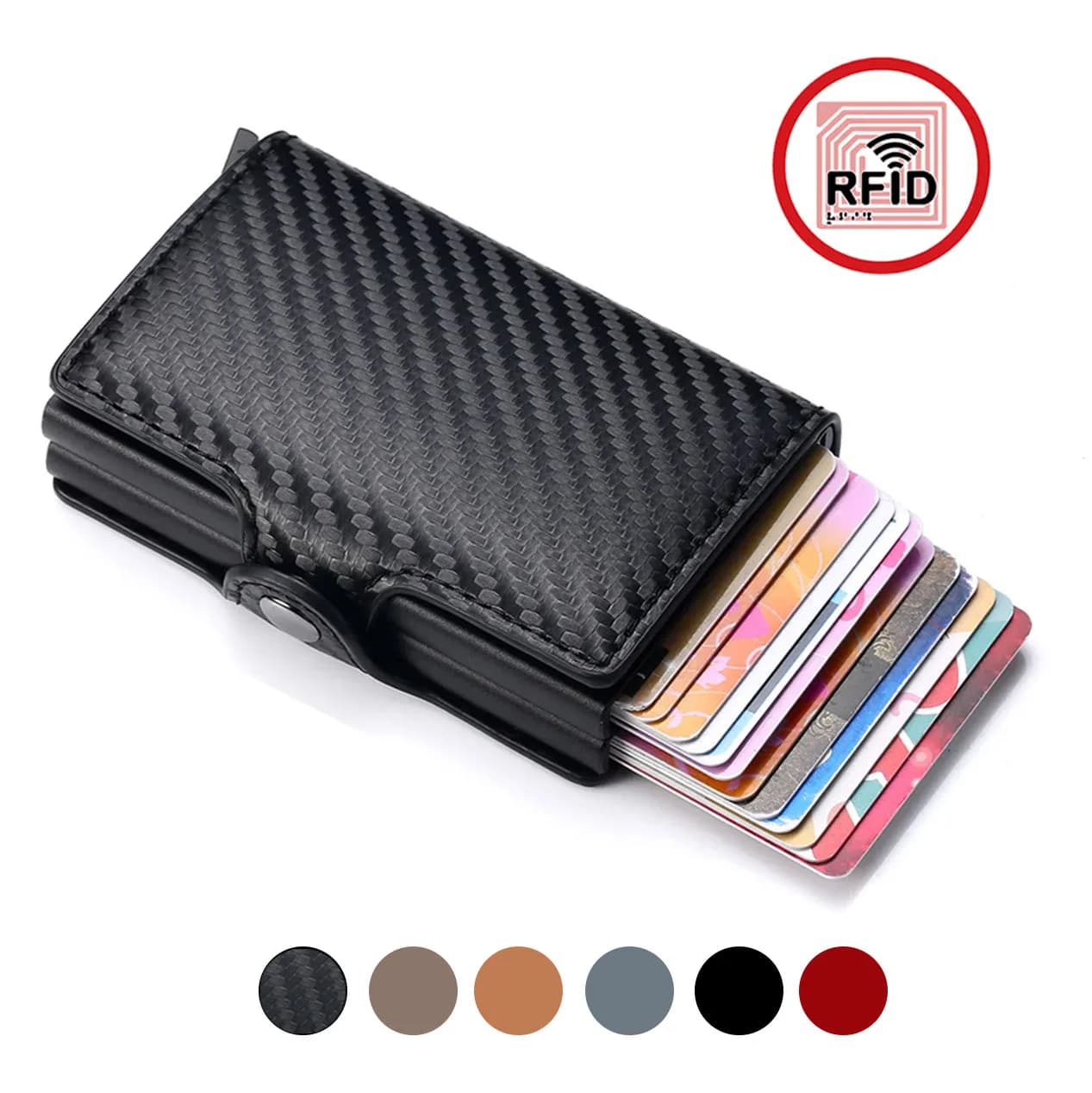 Portafogli RFID da uomo in fibra di carbonio, mini portafoglio sottile, 14 porta carte, piccola borsa per soldi, portamonete da uomo