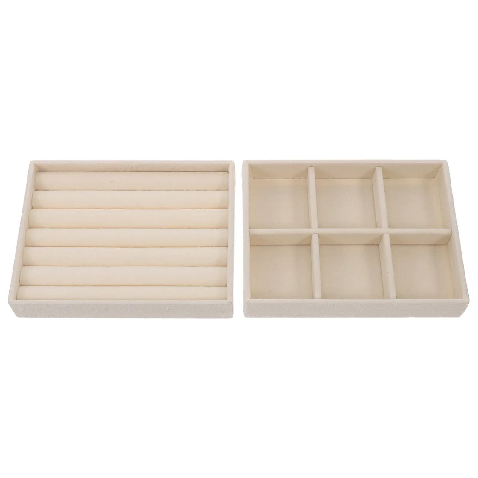 2 vassoi organizer per gioielli grigi da 6,1x4,7 pollici con divisori rimovibili per anelli, orecchini, collane e bracciali