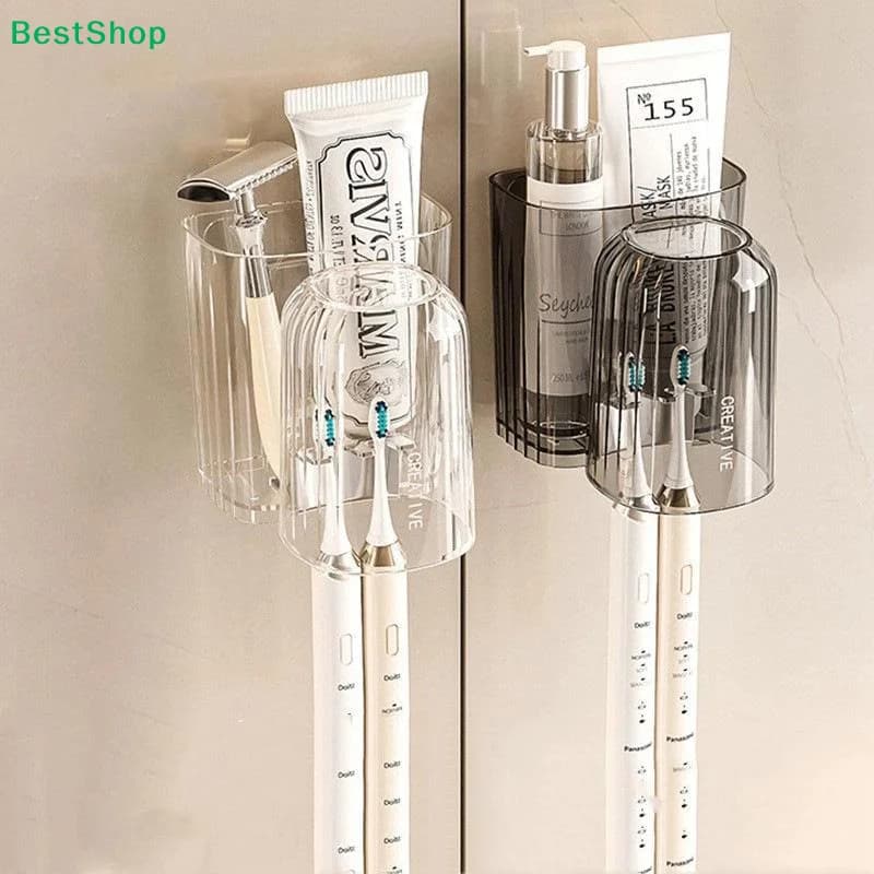 〔P〕Adhesive Toothbrush Holders Wall Bathroom Storage Rack Shower Toothpaste Storage Rack For Bathroom Shower Bedroom Home
