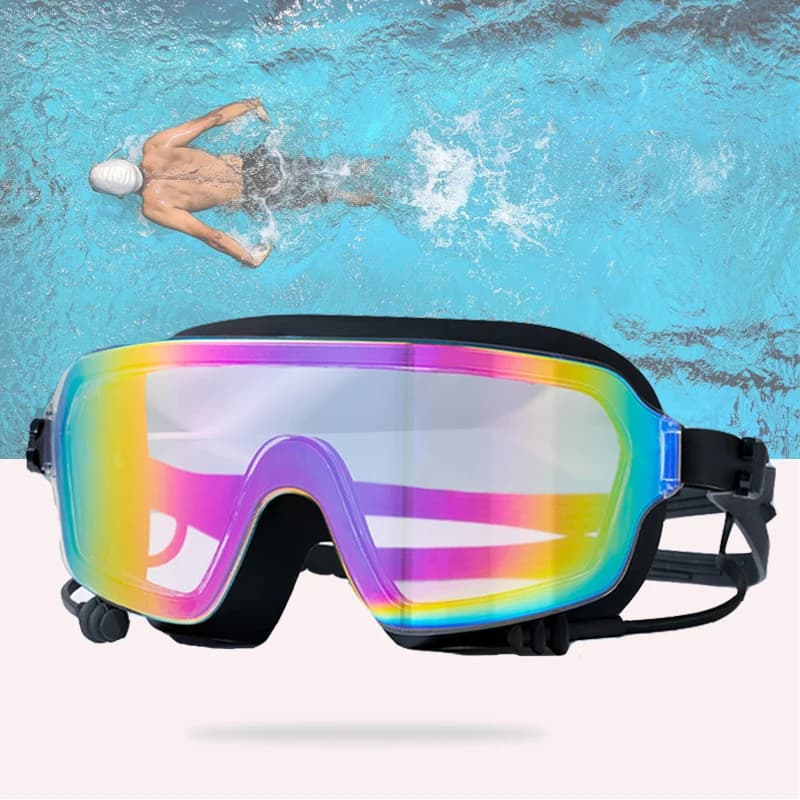 Swimwear with HD lenses for men's electrolytic mirror Swimwear for immersion with UV protection anti-fog with large frame with ear cap