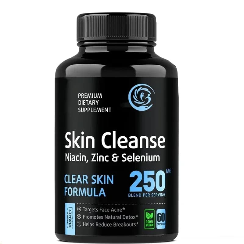 Clear Skin Supplements: Vitamin A, Zinc, Niacin for Fat Skins - 60 Capsules
