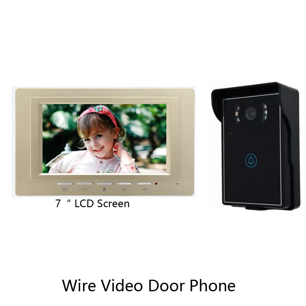 1 set campanello per porta video a filo con schermo LCD da 7 pollici per gli ospiti della casa premere per videocitofono telecamera impermeabile esterna