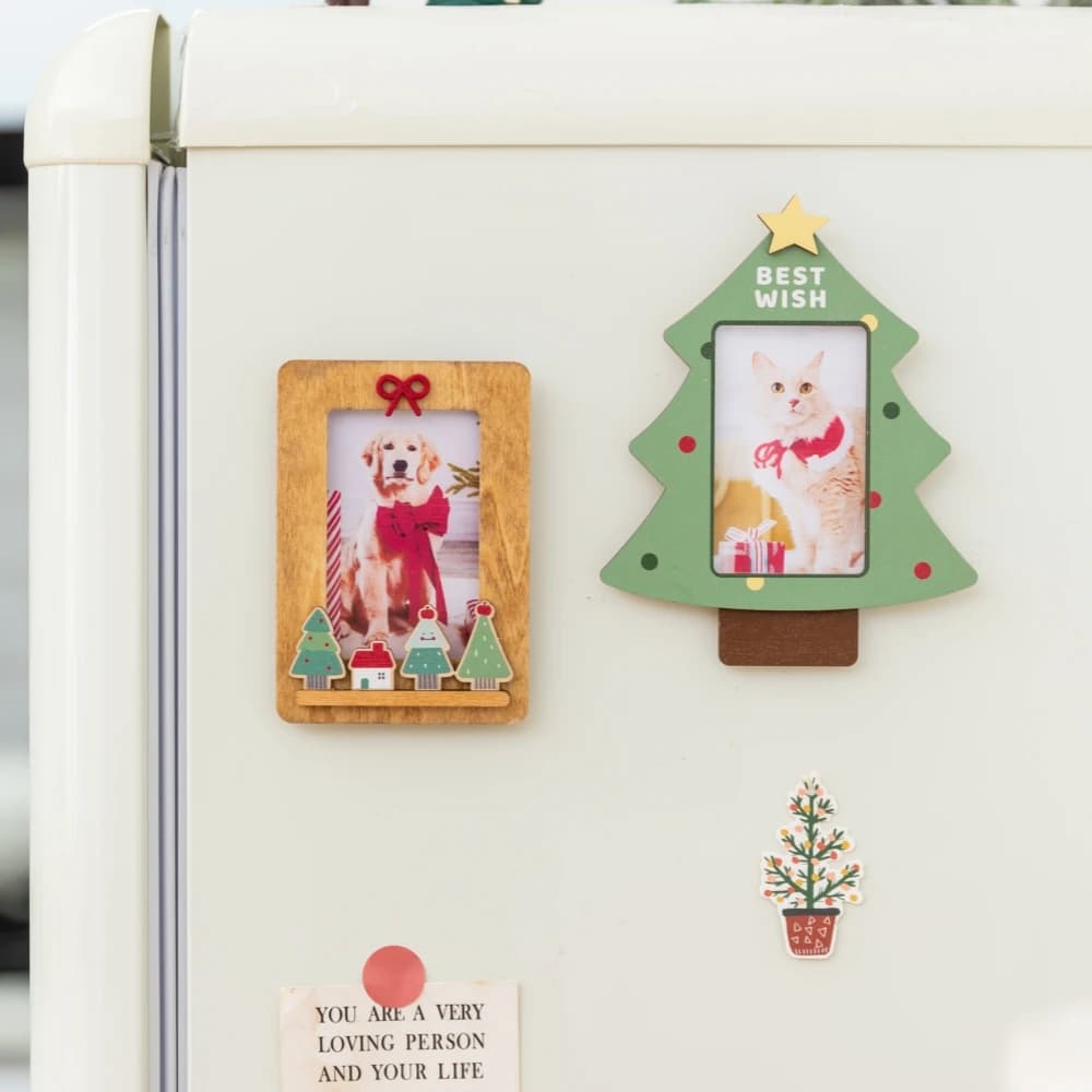 Cornice Magnetica in Legno e Acrilico, Adesivo per Frigorifero, Portafoto Mini, Espositore per Ricordi Familiari, Regalo di Compleanno e Natale per Donne
