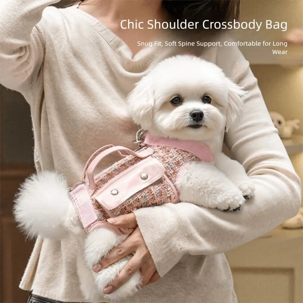 Elegante zaino orizzontale per cani Elegante borsa da trasporto per gatti avvolta sui bordi Zaino da trazione per animali domestici traspirante e resistente all'usura