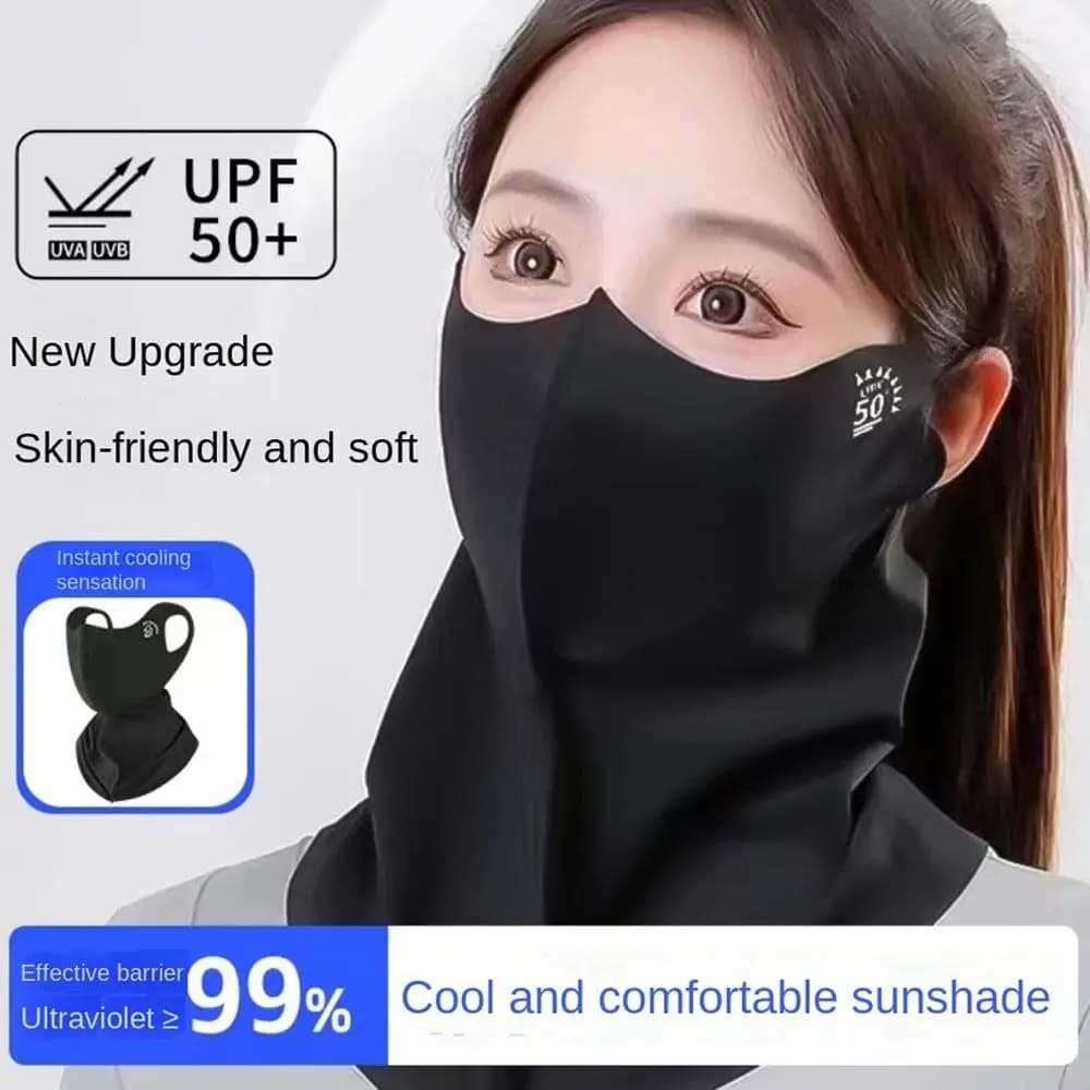 Cool Ice Silk Sun Protection Mask 3D Breathable Anti-UV Neck Scarf Dustproof Sunscree Sunshade Face Mask Cycling