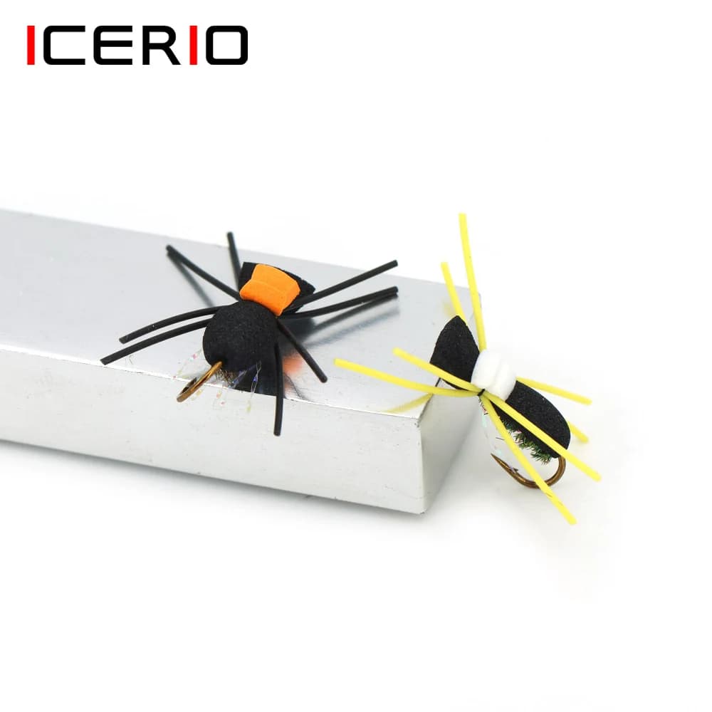 ICERIO 6 pz Schiuma Beetle Fly Trota Yellowfish Bass Barbel Carpa Blu Kurper Trota Bass Pesca A Mosca Insetto Esca Artificiale # 10