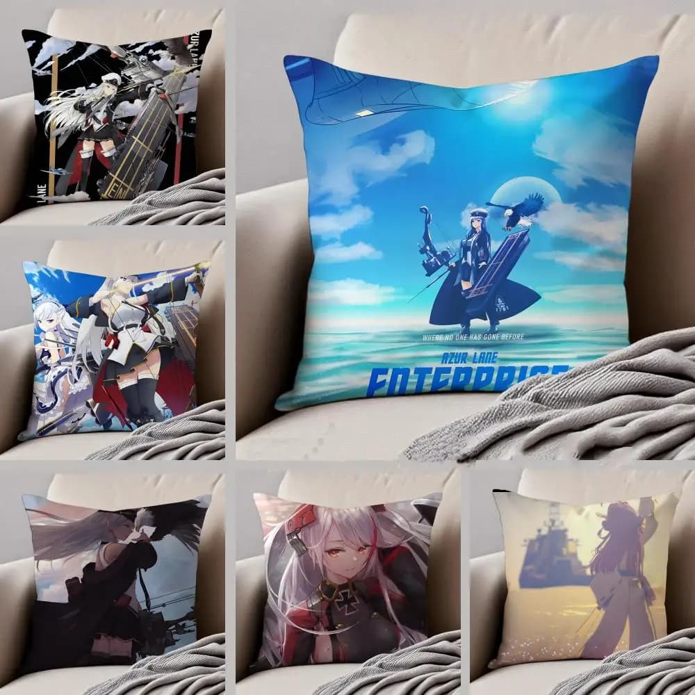 COOL A-Azur Lane Fodera per cuscino in lino, morbida e traspirante, decorazione protettiva per divano