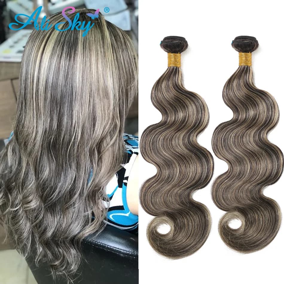 Mixed Color 1b 27 Body Wave Hair Bundles 100%Human Hair 1/3/4Bundles Remy Hair Weave Extension Highlight Ali SKY Soft&Full