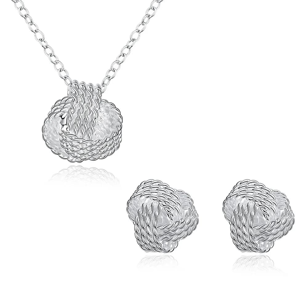 Set di gioielli color argento all'ingrosso per donna ragazza prezzo di fabbrica orecchini da tennis collana semplice vendita calda popolare