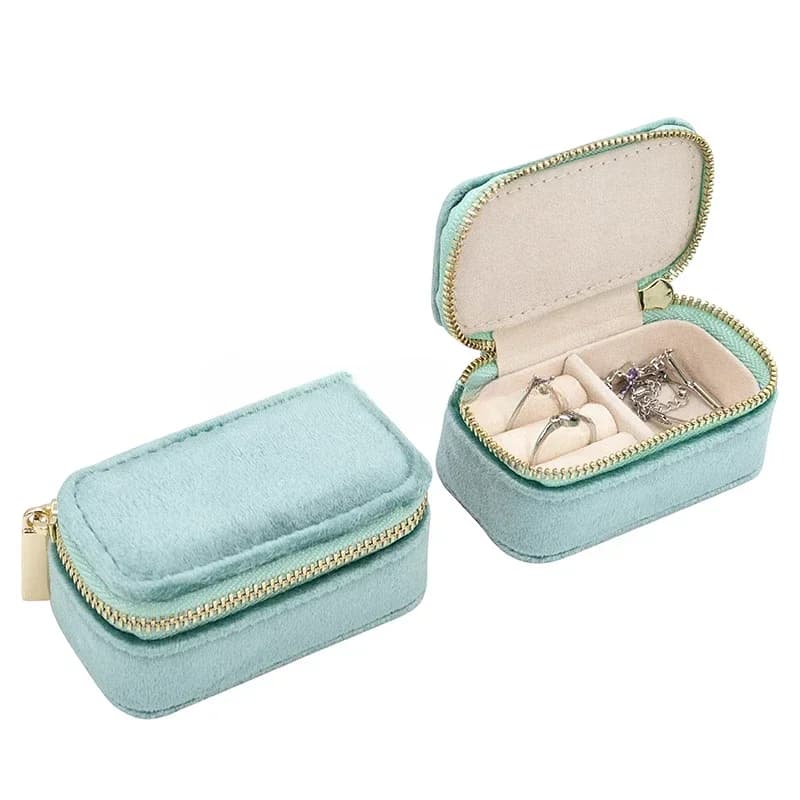Mini portagioie da viaggio, custodia in velluto con cerniera ad anello, piccoli imballaggi per gioielli, scatola di immagazzinaggio USB in viaggio d'affari