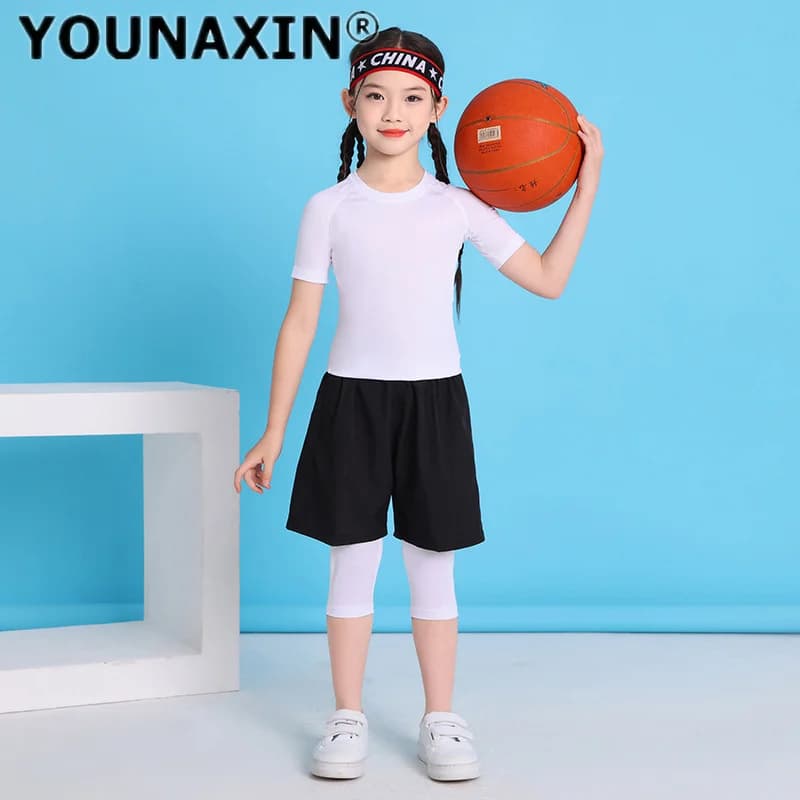 3 pezzi unisex abbigliamento sportivo per bambini maniche corte T-shirt + pantaloni corti + pantaloncini ragazzo bambini che corrono ragazza Activewear ML XL 2XL 3XL