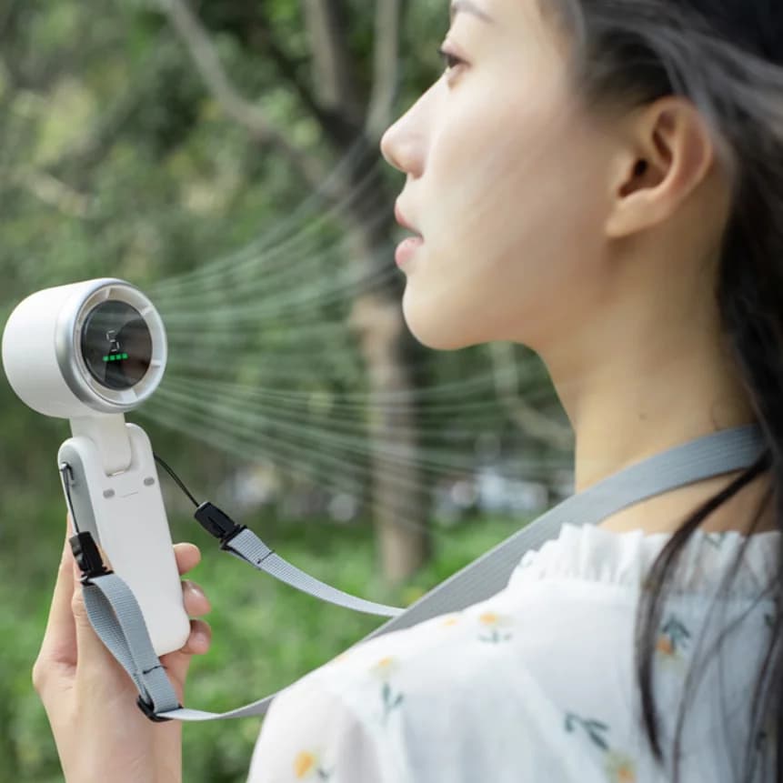 Powerful Handheld Turbo Fan Type-C Rechargeable Mini Fan 5 Speeds Personal Cooling Fan with Digital Display for Summer