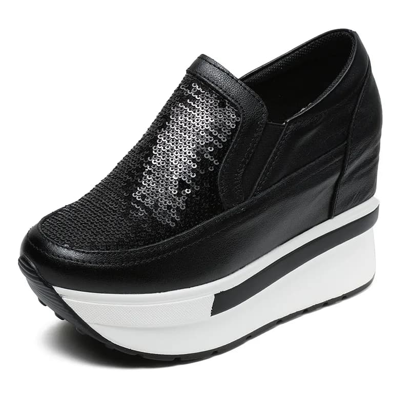 Sneakers da Donna con Tacco a Zeppa Luccicante, Comode e Leggere, Scarpe da Guida Casual alla Moda, Zapatillas De Mujer