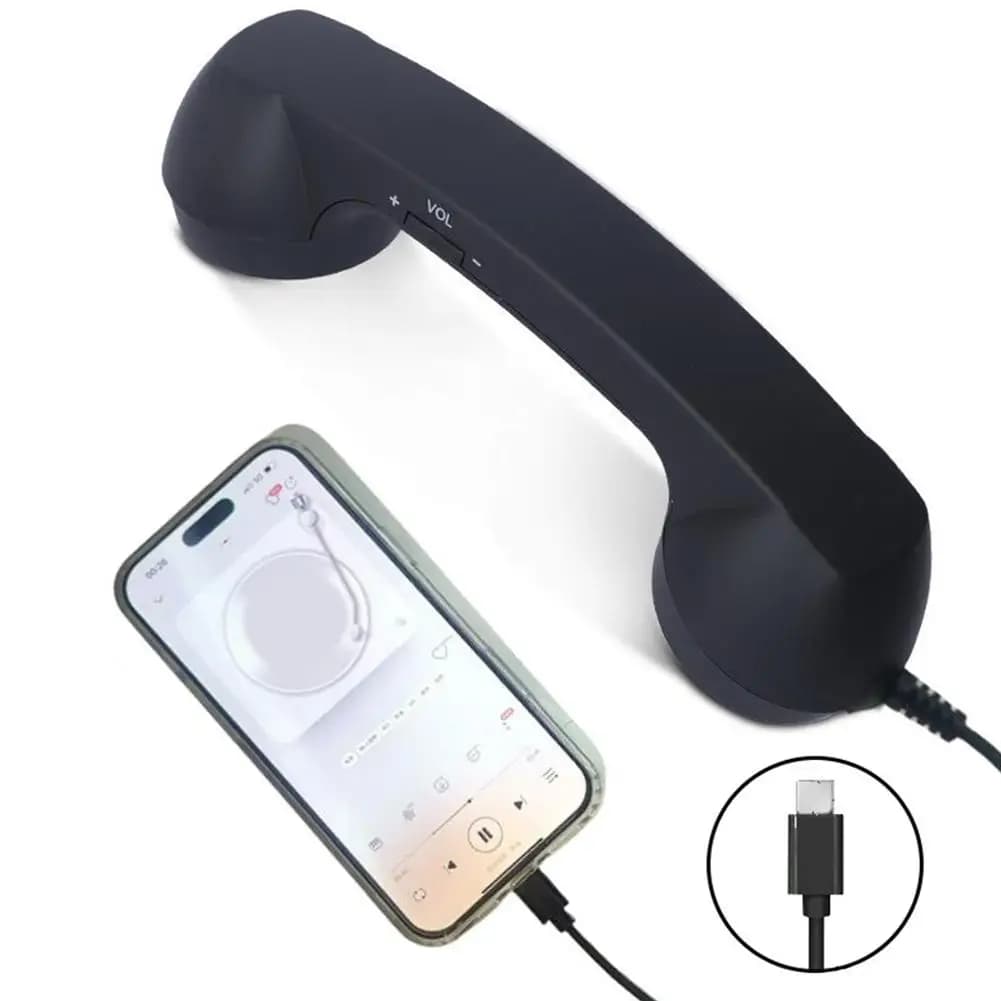 Ricevitore per telefono cellulare Retro Type-C Confortevole forniture per la casa con microfono Telefono vecchio stile per uffici Cucina da viaggio