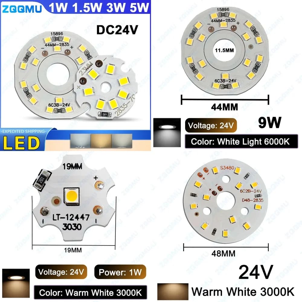 Low Voltage LED Chip DC24V 1W 15W 3W 5W, White SMD Luminous Source and White Hot 19mm 23mm for LED Strip Modules Fai-da- ♪