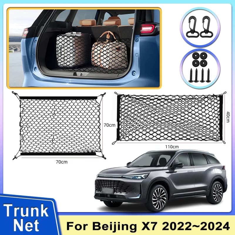 Auto Portellone Posteriore Rete Per BAIC Pechino X7 2022 2023 2024 Tasca Gabbia Auto Organizer Sedile Posteriore Borsa Organizzatore Accessori Auto
